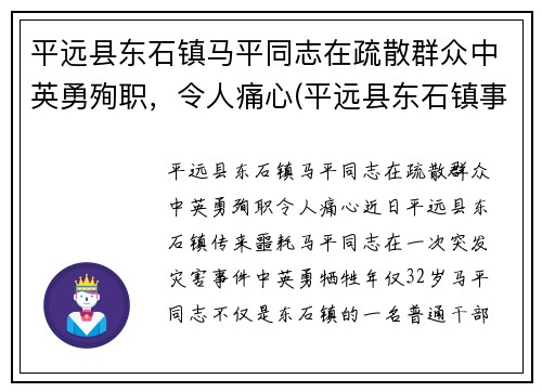 平远县东石镇马平同志在疏散群众中英勇殉职，令人痛心(平远县东石镇事件)