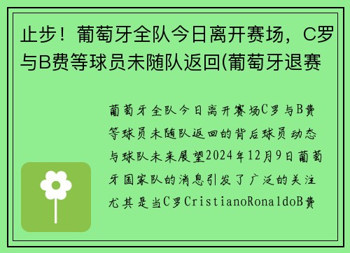 止步！葡萄牙全队今日离开赛场，C罗与B费等球员未随队返回(葡萄牙退赛)